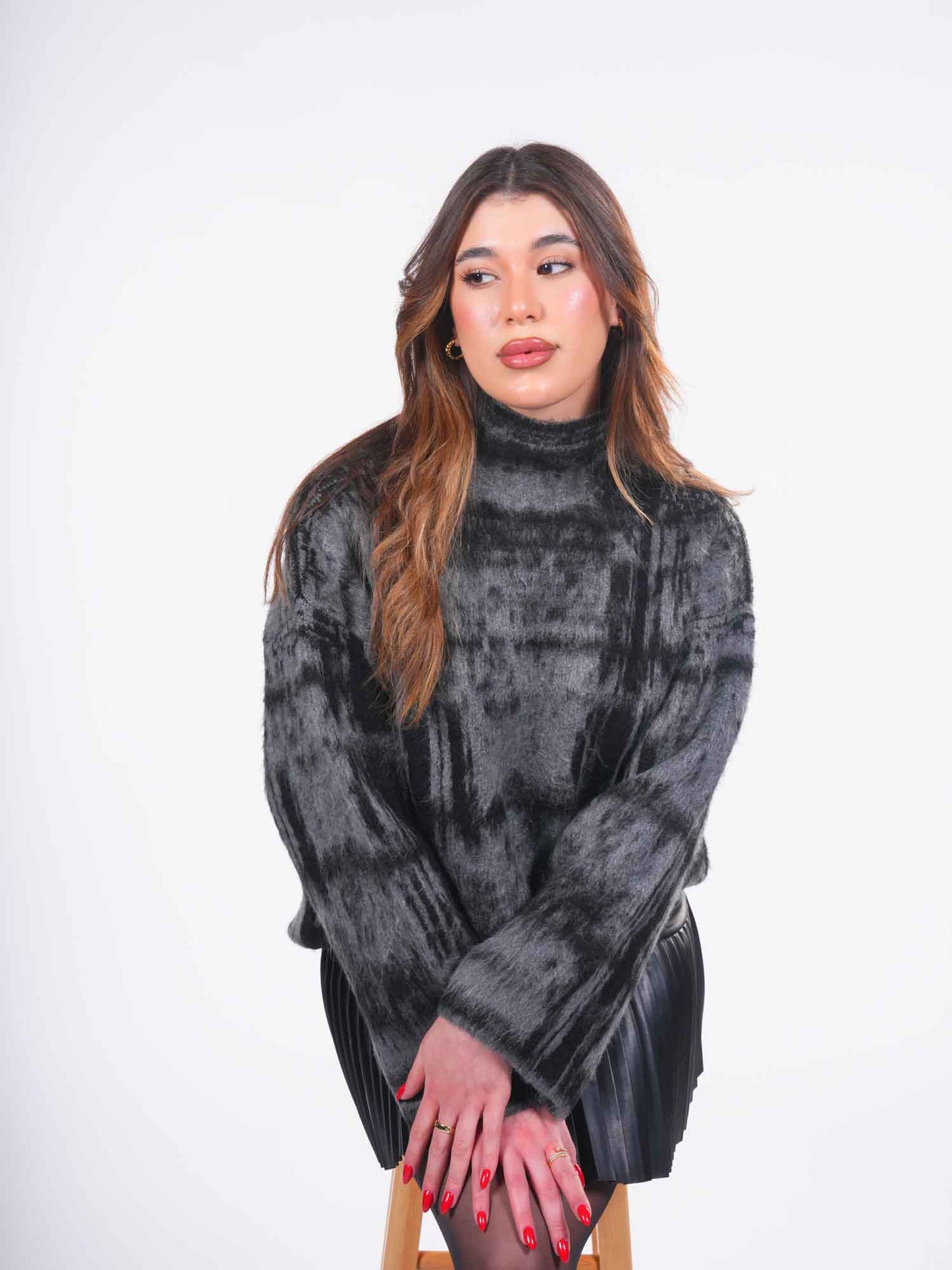 Black printed sweater