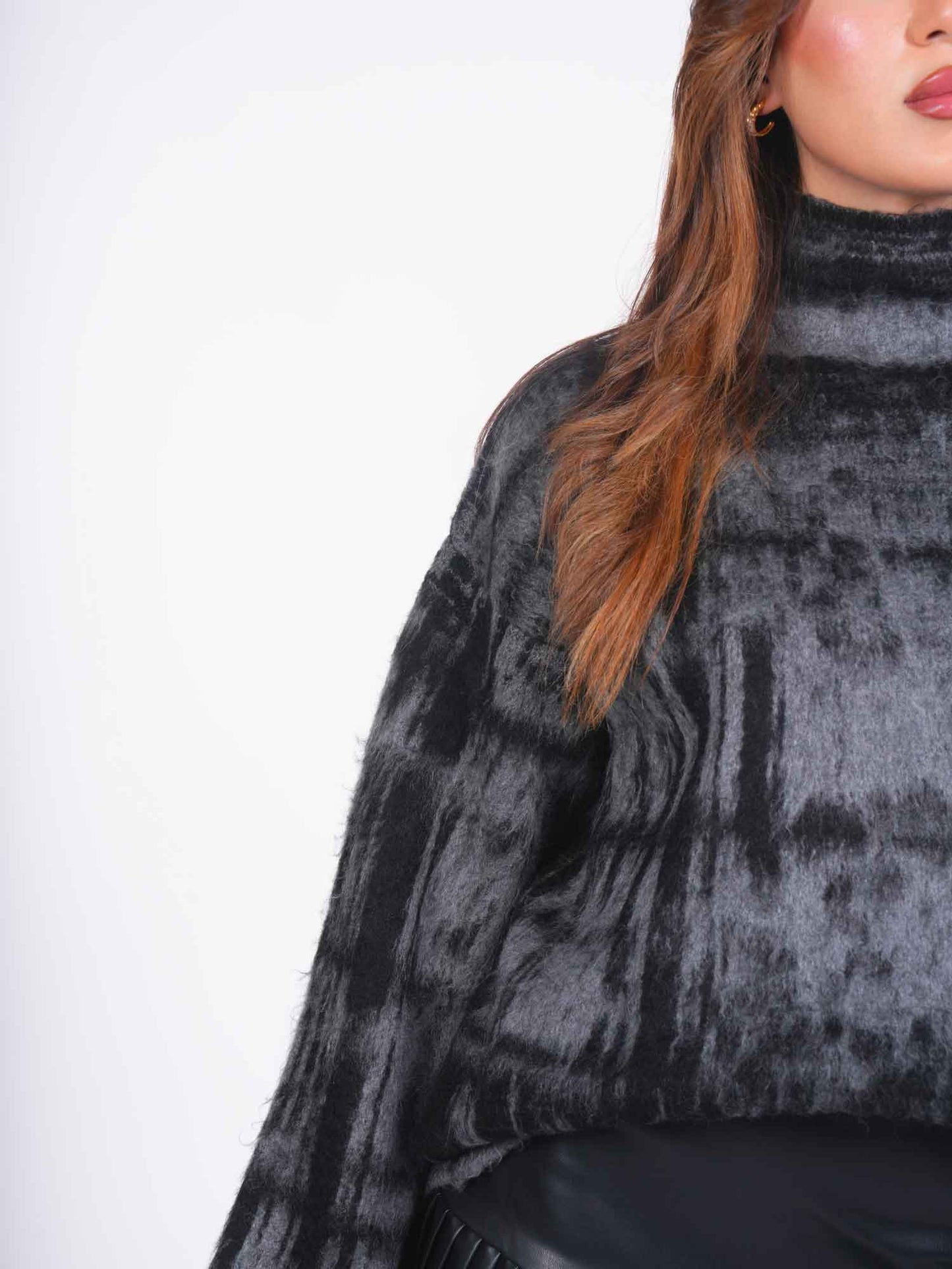 Black printed sweater