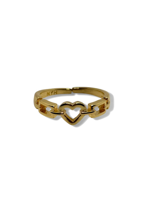 Linked heart ring